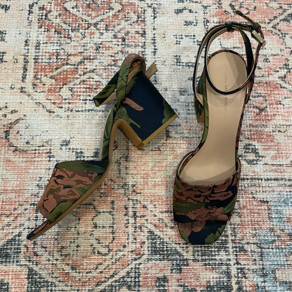 Zara Flower Block Heels